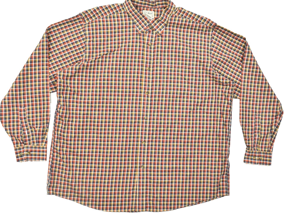 L.L. Bean Men's Plaid Button Down Shirt Traditional Size XXL Cotton Long Sleeve